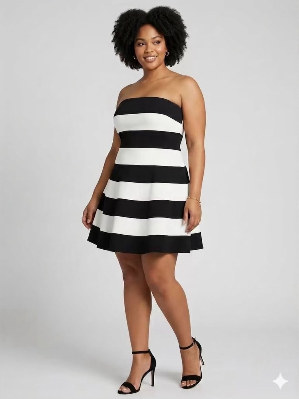Women's Bebe Striped Mini Dress, Size L, Black and White